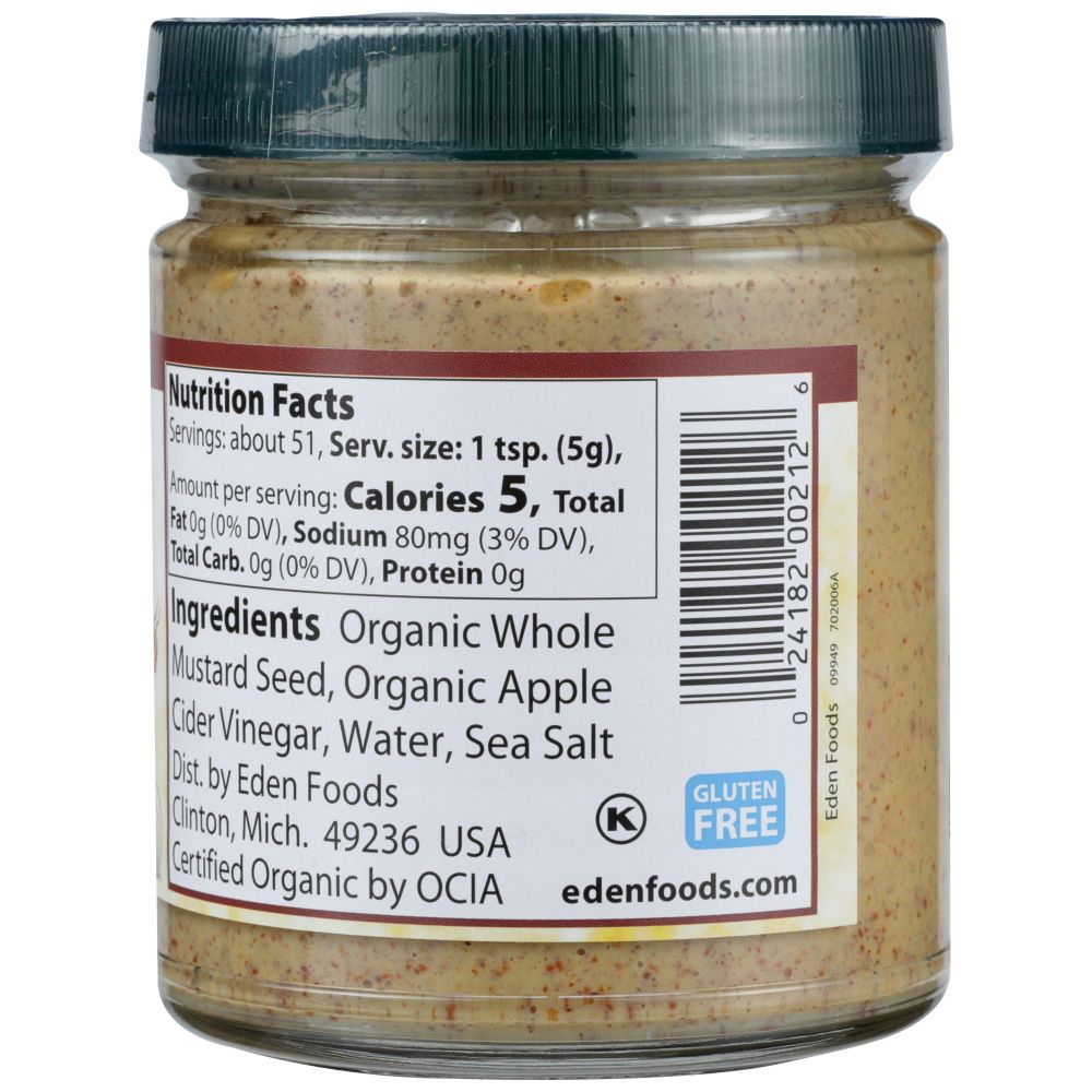 EDEN FOODS: Mustard Brown Glass Jar, 9 oz