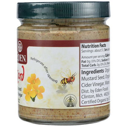 EDEN FOODS: Mustard Brown Glass Jar, 9 oz