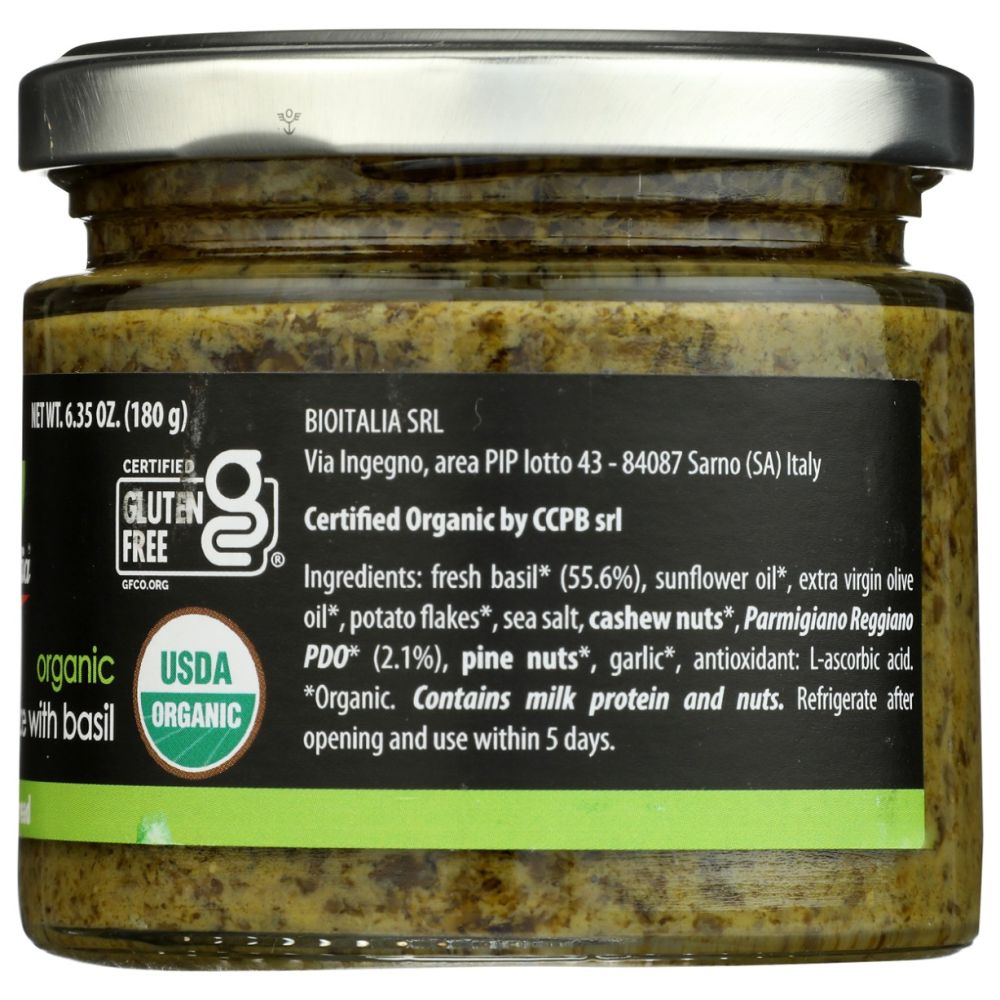 BIOITALIA: Organic Pesto Sauce with Basil, 6.35 oz