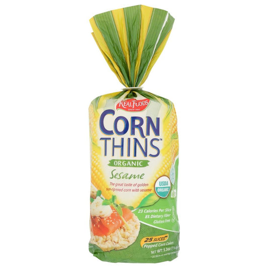 REAL FOODS: Corn Thins Sesame Organic, 5.3 oz